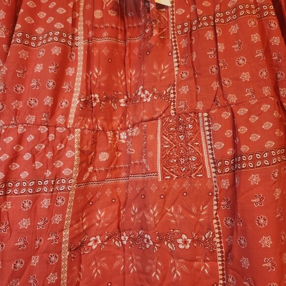 NEW Ruffle Coral Bohemian Beach Dress Size XXL 2XL Midi 3/4 Length Sleeves Scoop - Picture 3 of 5